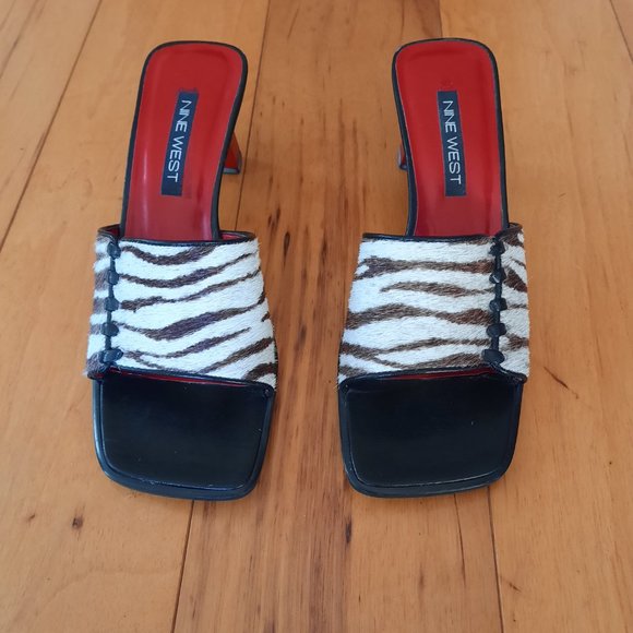 9 West Sz 7.5 REAL COWHIDE heels - Picture 2 of 5